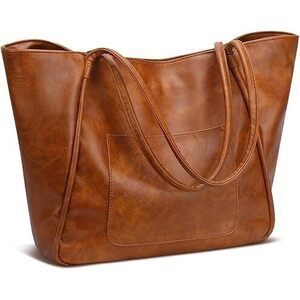 Large Tote Bag For Women With Zipper Work Leather Travel Purse And Handbags -